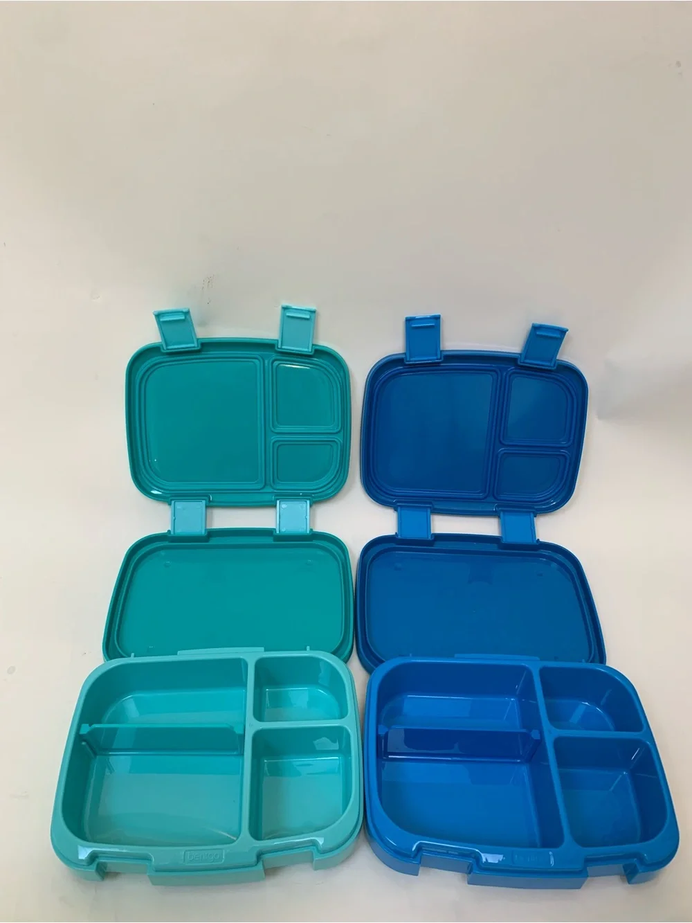 Bentgo Fresh Pair of Travel Lunch Bento Boxes in Teal and Blue, ice pack space